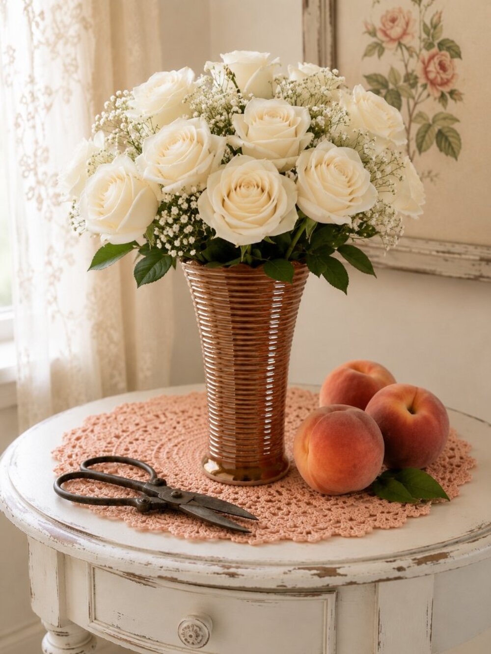 Vintage Fire-King, Anchor Hawking Peach Luster Vase